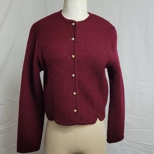 Tally Ho maroon wool cardigan